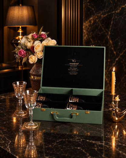 Florentine Gold 6 Pcs Wine Glasses (Palace Collection, 24K Gold Etched)