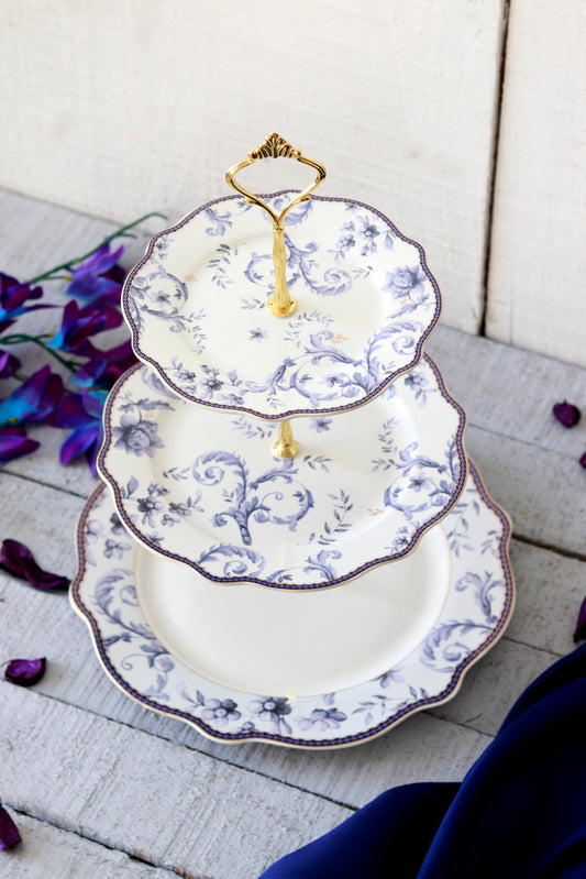 Midnight Blue Three Tier Dessert Stand - Vigneto