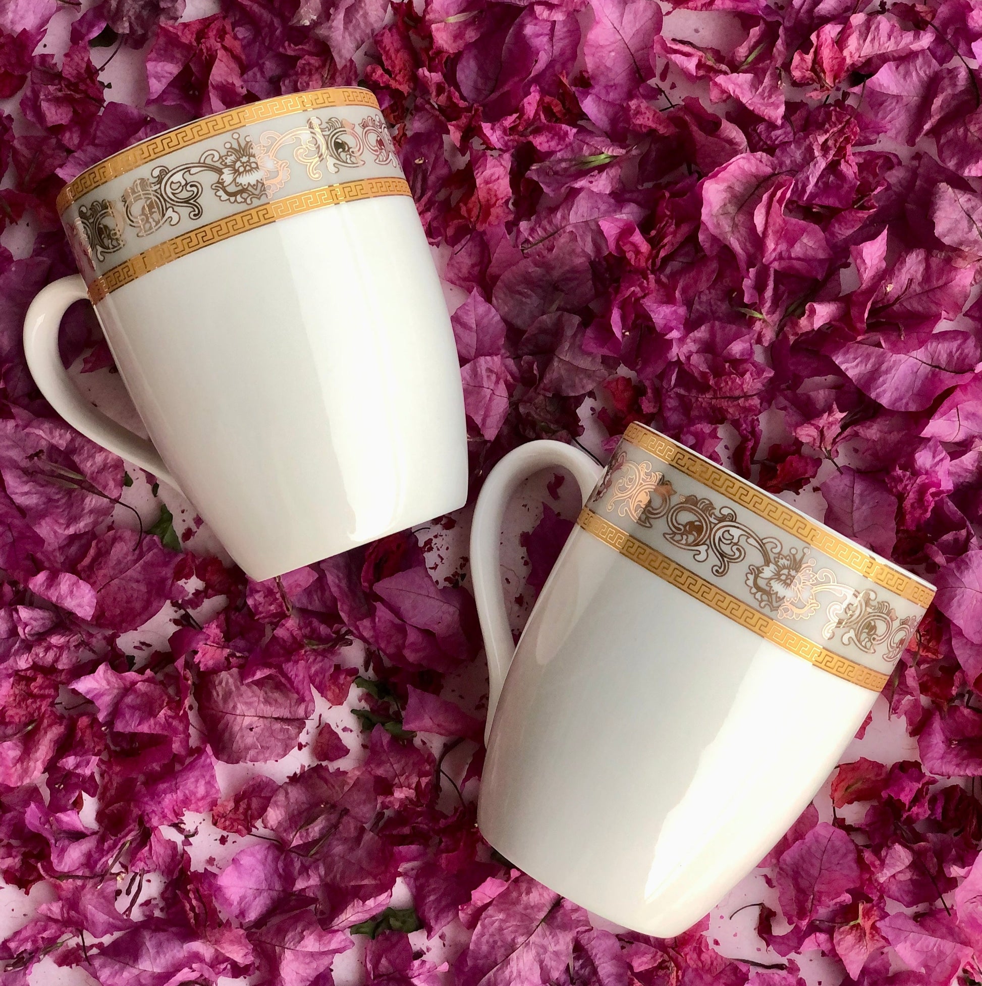 Mughal Gold and Grey Coffee Mugs (Set of 2, 300 ML) - Vigneto
