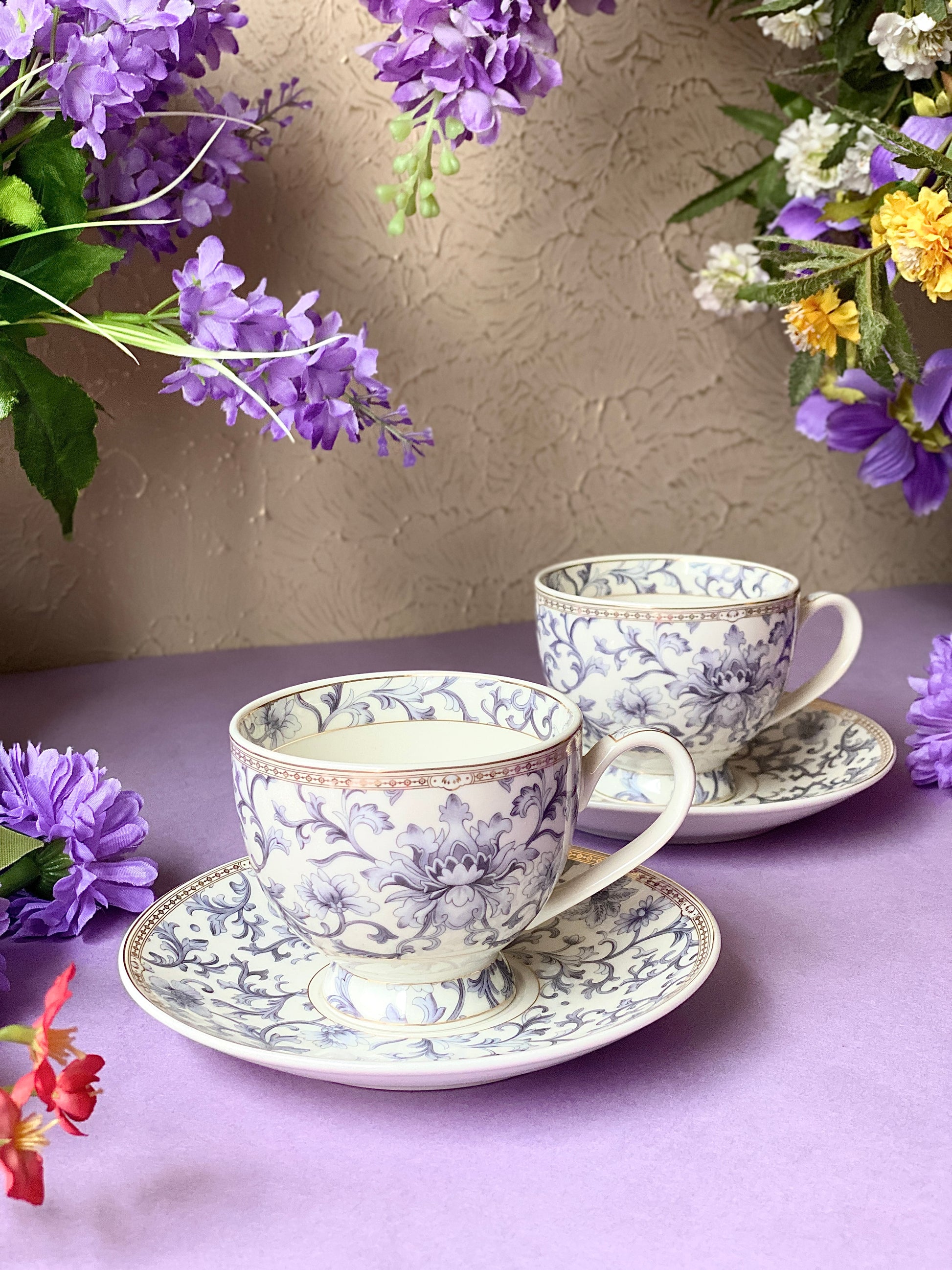 Royal Blue Cup and Saucer Set (6 Cups and Saucers)