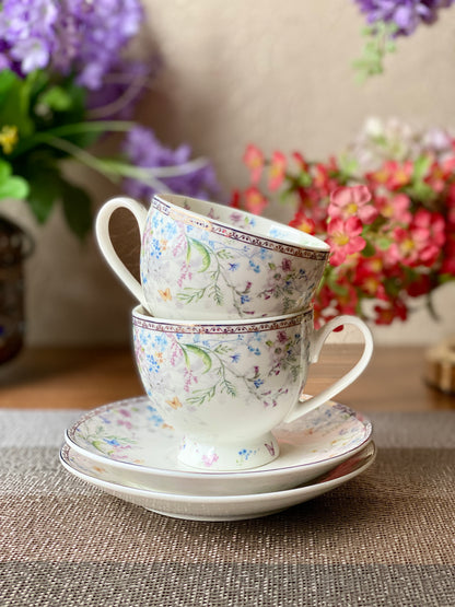 Flower Bed Cup and Saucer Set (6 Cups and 6 Saucers) - Vigneto