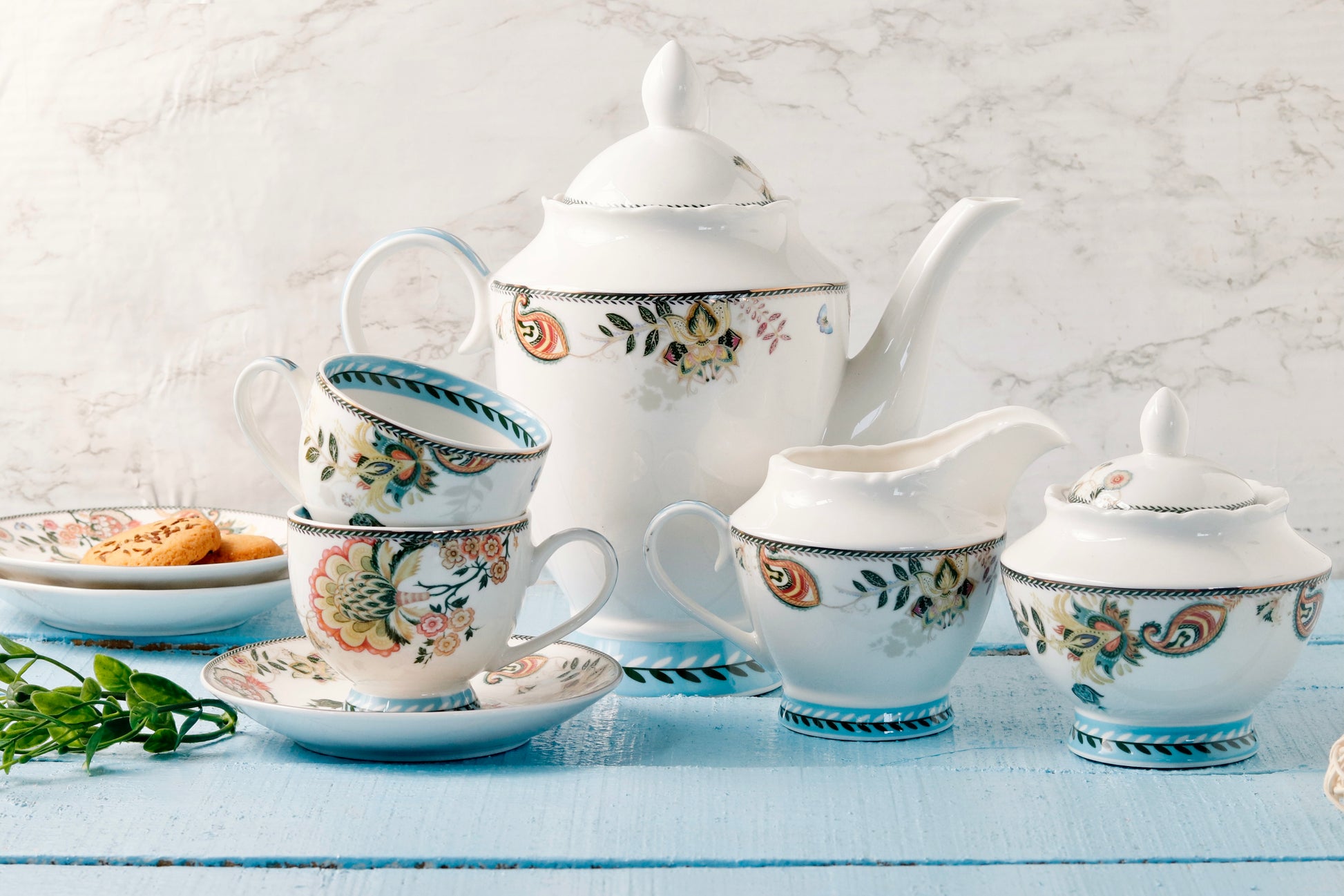 Red Flower 15 Pcs Tea Set