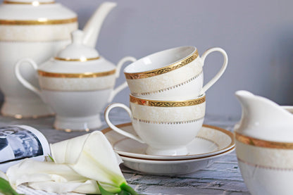 Crème Gold Cup and Saucer Set (6 Cups and 6 Saucers) - Vigneto