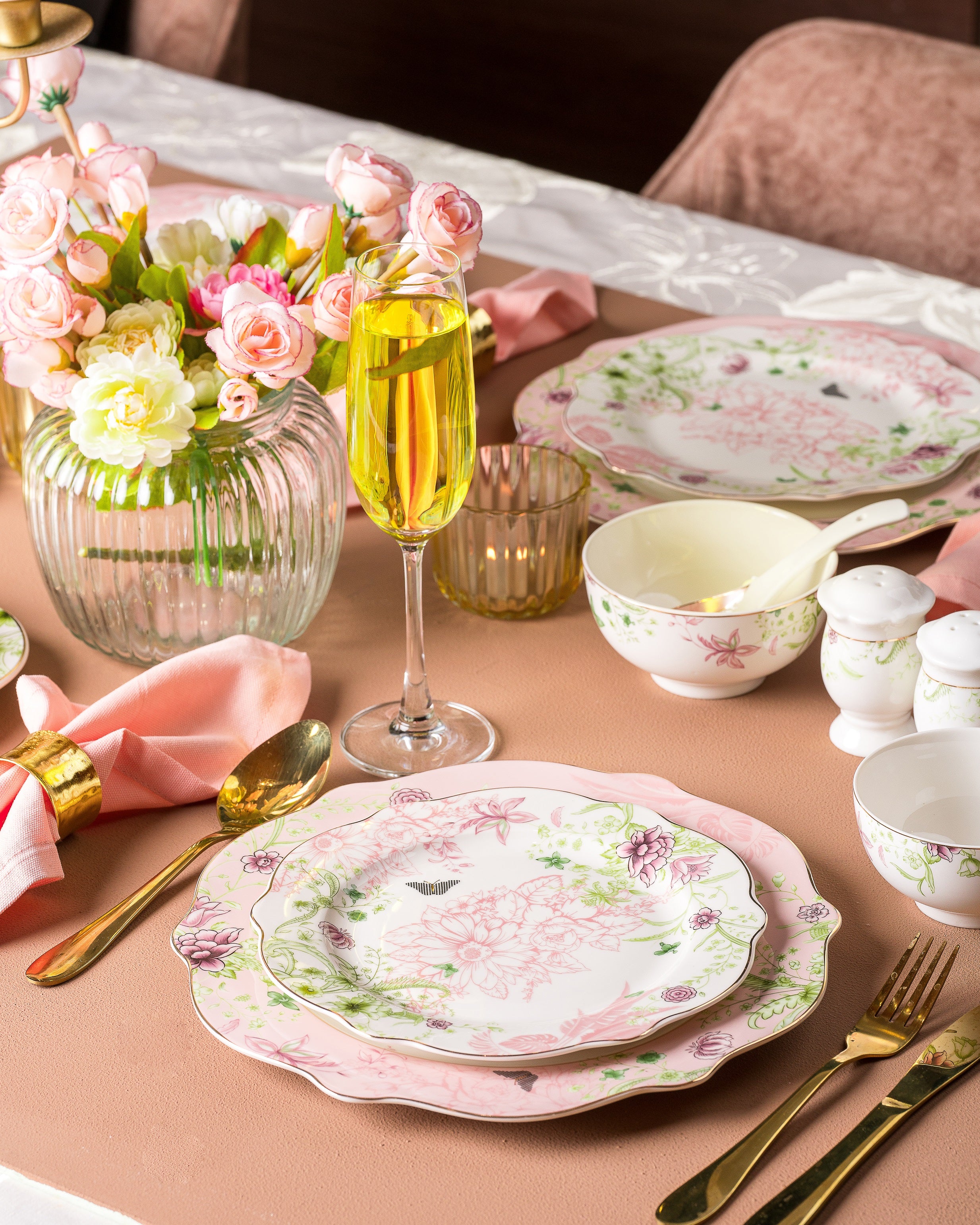 Blush pink dinner set new arrivals