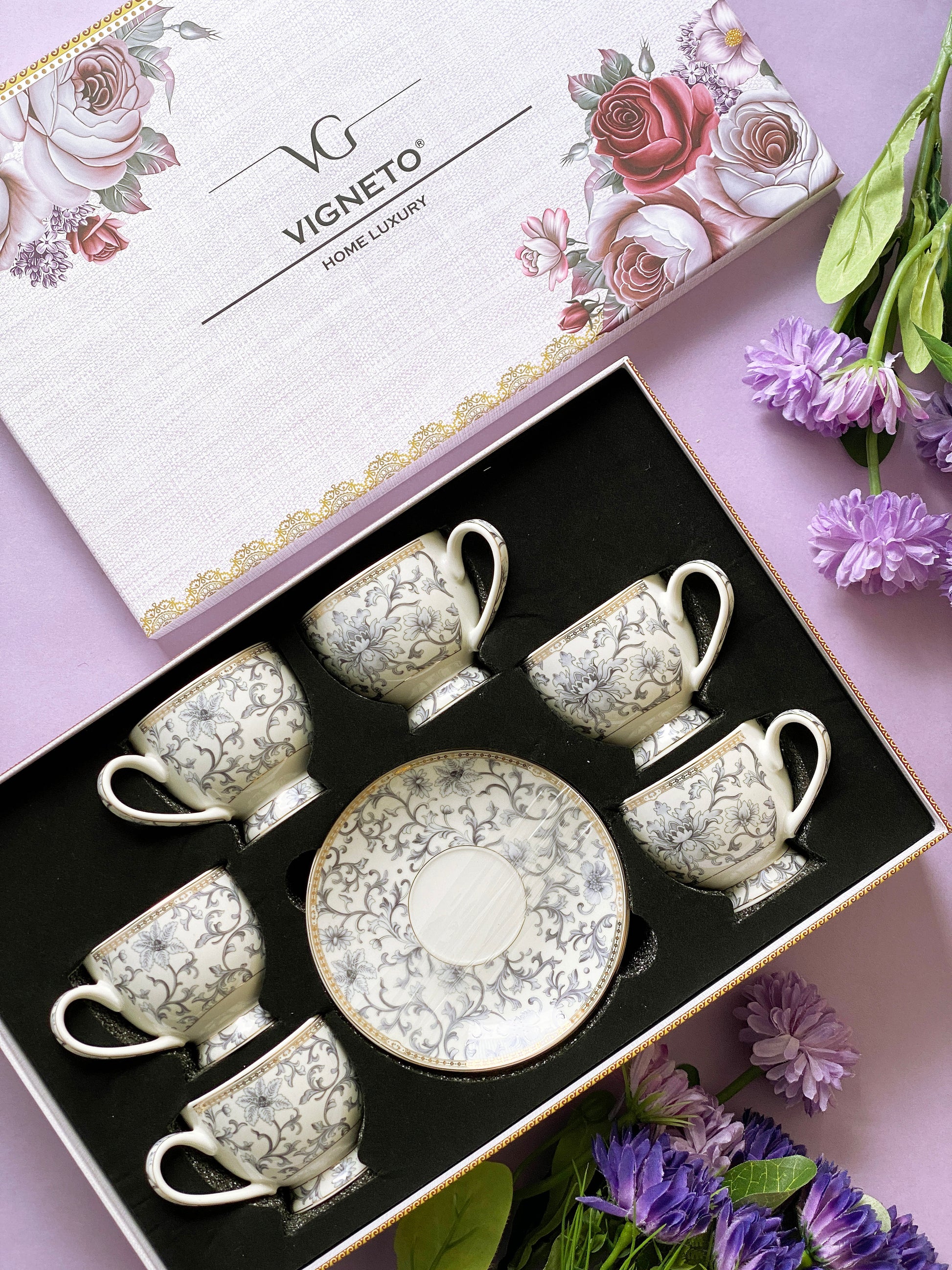 Royal Blue Cup and Saucer Set (6 Cups and Saucers)