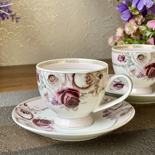 Vigneto White(Base) Embossed Floral Porcelain Cup Saucer Tea Set, For  Gifting at Rs 210/set in New Delhi