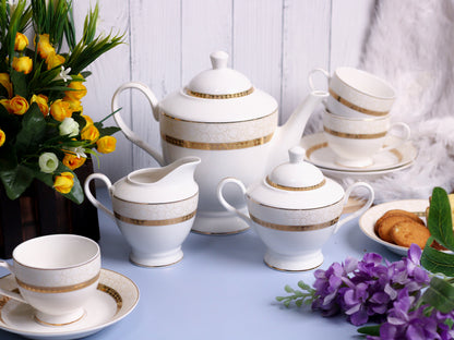 Opaline Gold 15 Pcs Tea Set - Vigneto