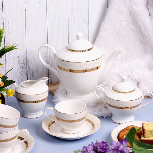 Opaline Gold 15 Pcs Tea Set - Vigneto